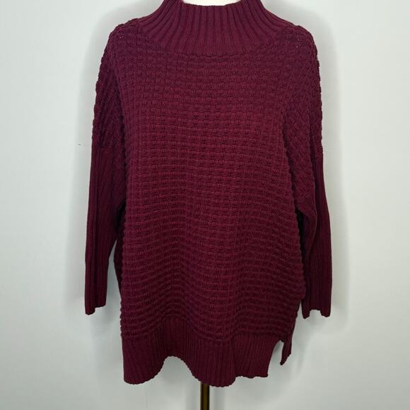 French Connection Mozart Popcorn Berry Oversized Cotton Sweater Womens Medium - Picture 1 of 10
